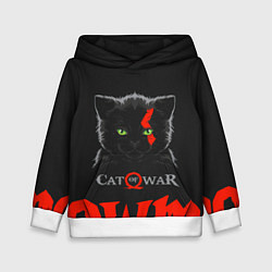 Толстовка-худи детская Cat of war, цвет: 3D-белый
