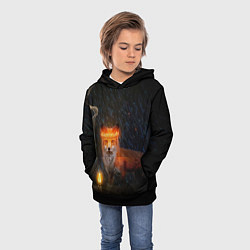Толстовка-худи детская Лиса с огненной короной, цвет: 3D-черный — фото 2