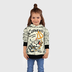 Толстовка-худи детская Cuphead and Devil, цвет: 3D-черный — фото 2