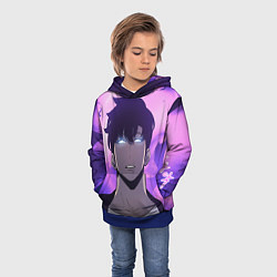 Толстовка-худи детская Поднятие уровня в одиночку, цвет: 3D-синий — фото 2
