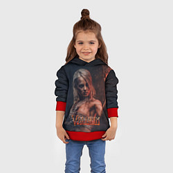 Толстовка-худи детская Valheim девушка воин, цвет: 3D-красный — фото 2
