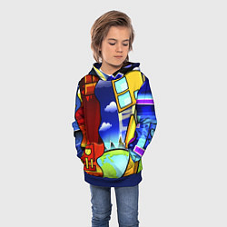 Толстовка-худи детская Geometry Dash, цвет: 3D-синий — фото 2