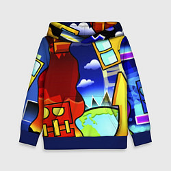 Толстовка-худи детская Geometry Dash, цвет: 3D-синий