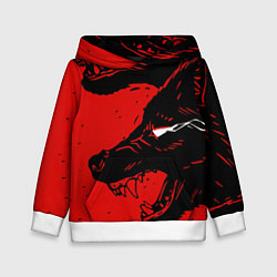 Толстовка-худи детская Красный волк 3D, цвет: 3D-белый