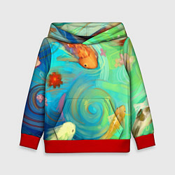 Детская толстовка Золотые рыбы в море абстракции