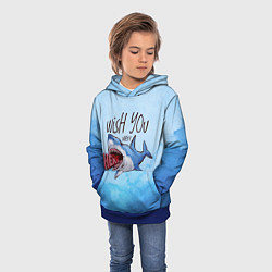 Толстовка-худи детская Wish you were - here, цвет: 3D-синий — фото 2