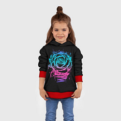 Толстовка-худи детская Неоновая Роза Neon Rose, цвет: 3D-красный — фото 2