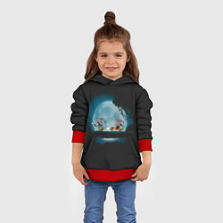Толстовка-худи детская Ночная прогулка, цвет: 3D-красный — фото 2