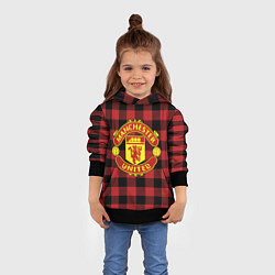 Толстовка-худи детская Манчестер Юнайтед фон в клетку, цвет: 3D-черный — фото 2