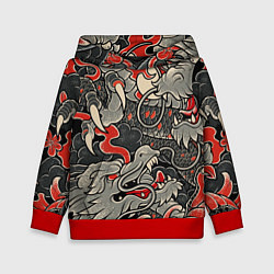 Толстовка-худи детская Китайский Дракон, China Dragon, цвет: 3D-красный