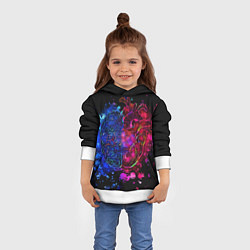 Толстовка-худи детская Сердце и мозг в неоне, цвет: 3D-белый — фото 2