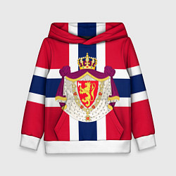 Толстовка-худи детская Норвегия Флаг и герб Норвегии, цвет: 3D-белый