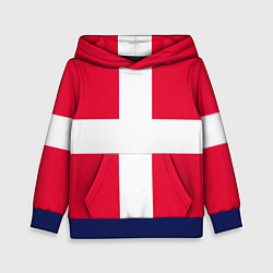 Толстовка-худи детская Дания Флаг Дании, цвет: 3D-синий