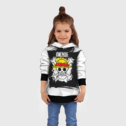 Толстовка-худи детская Весёлый Роджер пиратов Соломенной Шляпы, цвет: 3D-черный — фото 2