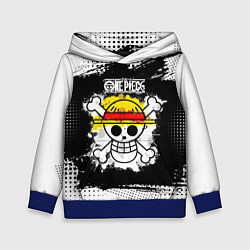 Толстовка-худи детская Весёлый Роджер пиратов Соломенной Шляпы, цвет: 3D-синий