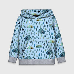 Толстовка-худи детская Дождливая осень Тучки и дождь, цвет: 3D-меланж