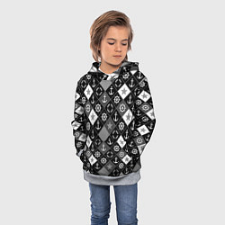 Толстовка-худи детская Черно-белый морской плед, цвет: 3D-меланж — фото 2