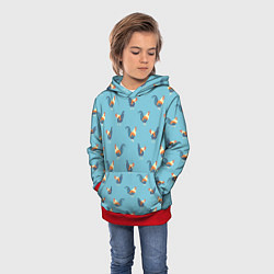 Толстовка-худи детская Петушки паттерн, цвет: 3D-красный — фото 2