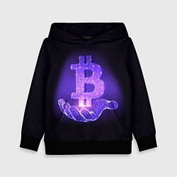 Толстовка-худи детская BITCOIN IN HAND БИТКОИН, цвет: 3D-черный