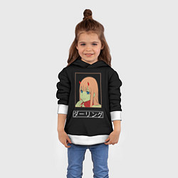 Толстовка-худи детская Зеро ту ухмыляется любимый, цвет: 3D-белый — фото 2