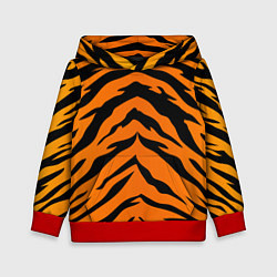 Толстовка-худи детская Шкура тигра, цвет: 3D-красный