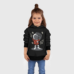 Толстовка-худи детская Астронавт с магнитофоном, цвет: 3D-черный — фото 2