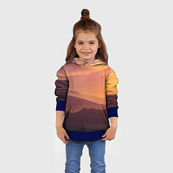 Толстовка-худи детская Закат в горах, цвет: 3D-синий — фото 2
