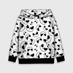 Толстовка-худи детская Джек Скеллингтон паттерн лицо, цвет: 3D-черный
