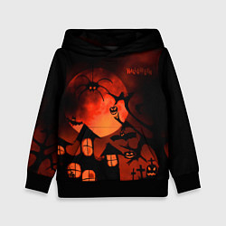 Толстовка-худи детская Красная луна на Хэллоуин, цвет: 3D-черный