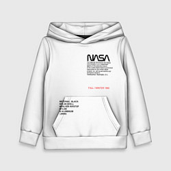Толстовка-худи детская NASA БЕЛАЯ ФОРМА, цвет: 3D-белый