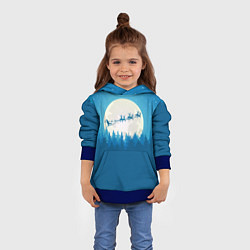 Толстовка-худи детская Санта с Оленями, цвет: 3D-синий — фото 2
