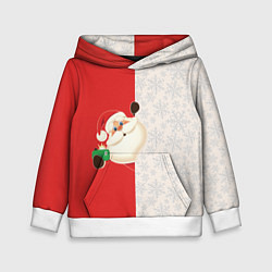 Толстовка-худи детская Дед Мороз селфи, цвет: 3D-белый