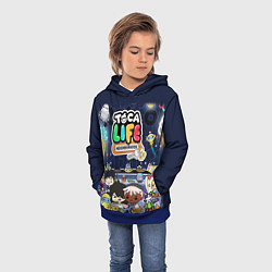 Толстовка-худи детская Toca Life: Персонажи, цвет: 3D-синий — фото 2