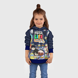 Толстовка-худи детская Toca Life: Персонажи, цвет: 3D-синий — фото 2