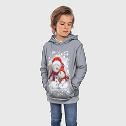 Толстовка-худи детская Два снеговика, цвет: 3D-меланж — фото 2