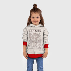 Толстовка-худи детская Витрувианский человек Стив Minecraft, цвет: 3D-красный — фото 2