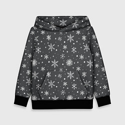 Детская толстовка Белые снежинки на сером фоне