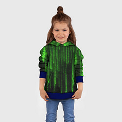Толстовка-худи детская Матрица двоичный код, цвет: 3D-синий — фото 2