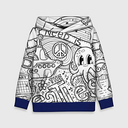 Толстовка-худи детская All you need is The Beatles Раскраска, цвет: 3D-синий
