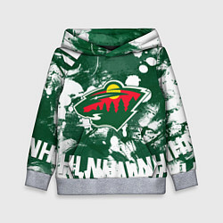 Толстовка-худи детская Minnesota Wild, Миннесота Уайлд, цвет: 3D-меланж