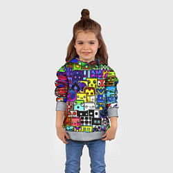 Толстовка-худи детская Geometry Dash: All Skins, цвет: 3D-меланж — фото 2