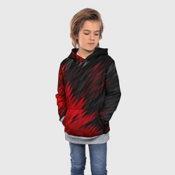 Толстовка-худи детская ЧЁРНО КРАСНЫЕ КРАСКИ RED BLACK STRIPES, цвет: 3D-меланж — фото 2