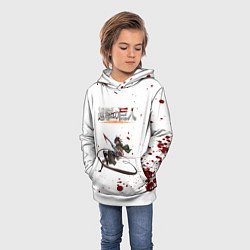 Толстовка-худи детская Атака Микаса с брызгами - Атака на титанов, цвет: 3D-белый — фото 2