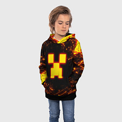 Толстовка-худи детская ОГНЕННЫЙ КРИПЕР, МАЙНКРАФТ, цвет: 3D-черный — фото 2