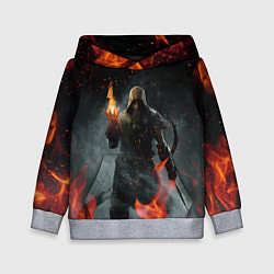 Толстовка-худи детская TES SKYRIM DOVAHKIN FLAME ДРАКОНОРОЖДЕННЫЙ, цвет: 3D-меланж