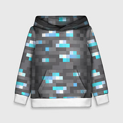 Толстовка-худи детская АЛМАЗНАЯ РУДА DIAMOND ORE MINCRAFT, цвет: 3D-белый