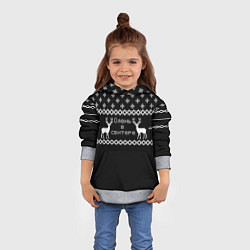 Толстовка-худи детская Олень в свитере, цвет: 3D-меланж — фото 2