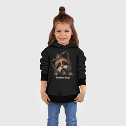 Толстовка-худи детская Собачка Йоркширский Терьер, цвет: 3D-черный — фото 2