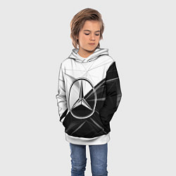 Толстовка-худи детская MERCEDES-BENZ МЕРСЕДЕС-БЕНЗ BLACK AND WHITE, цвет: 3D-белый — фото 2