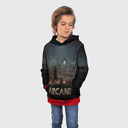 Толстовка-худи детская Сёстры на крыше, цвет: 3D-красный — фото 2